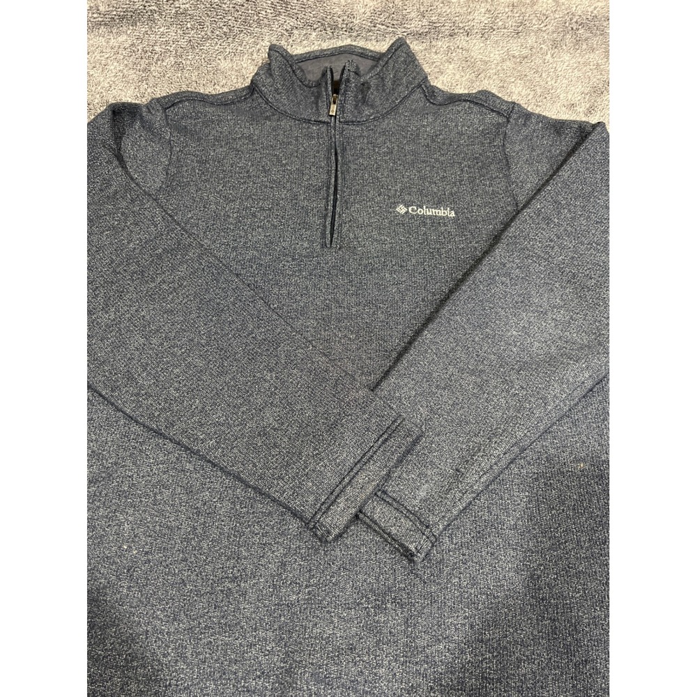 Columbia Mens Navy Blue Heather Quarter Zip Pullover Sweater AM1534 Size M